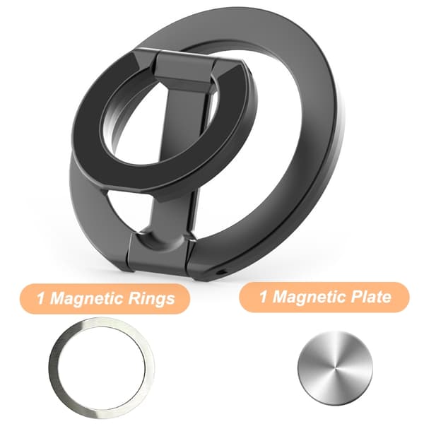 Dobbeltsidet magnetisk ringholder, foldbar telefonstativ, greb til iPhone 16 15 14 Samsung Huawei Only 5 Magnetic Ring