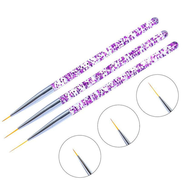 3 delar professionella nagelborstar nailpenslar nagelkonst Lila Lila