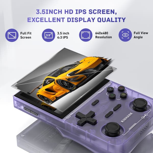 KINHANK Open Source K36 Retro Handheld Video Game Console 16000 Spel för PS1/PSP/DC/N64/SS 500nit 3 Black