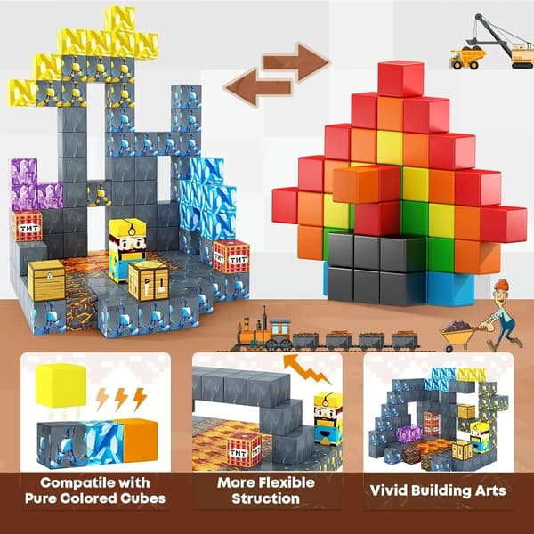 Magnetiske byggeklodser sæt til børn 3+ - Mine World Magnet Cube Stabling Construction Legetøj DoorAndBed-20PCS