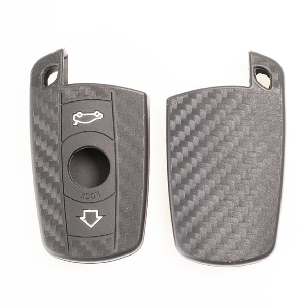 jingyuqin 3-knaps kulfibermønster silikone bilnøgle til BMW 1 3 5 6-serie E90 E91 E92 E60 bilnøgleholder etui key case