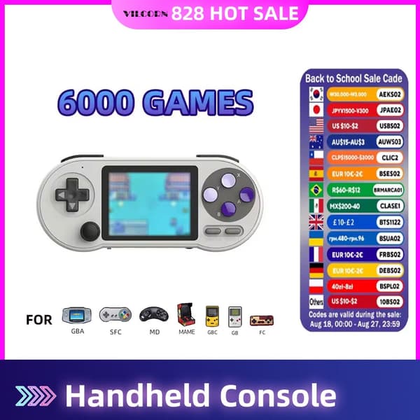 SF2000 bærbar håndholdt spilkonsol 3 tommer IPS Retro videospilafspiller Indbygget 6000 spil til 2pcs Controller