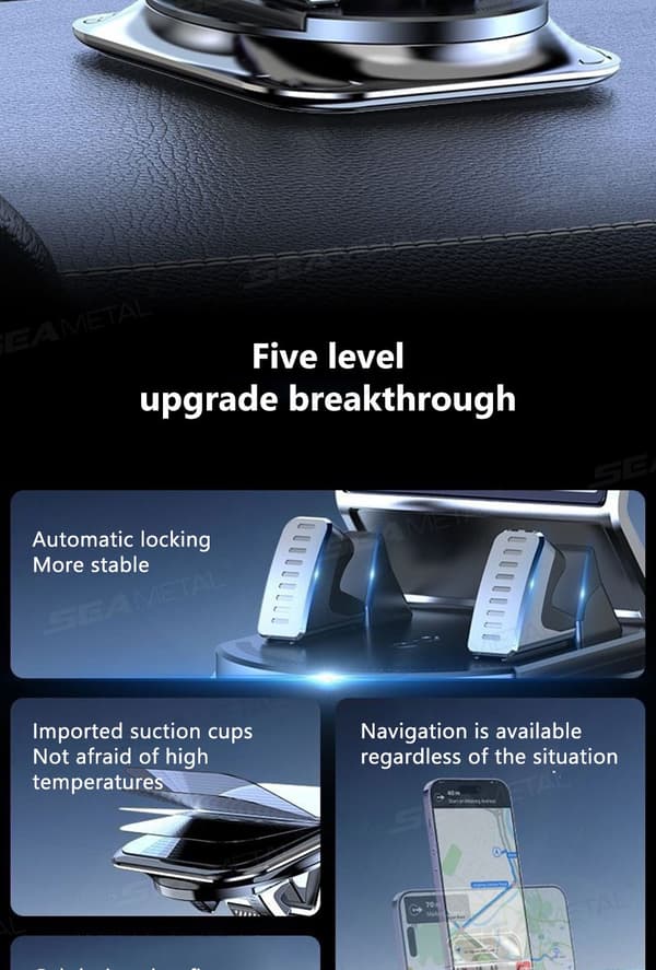 SEAMETAL Universal Bilholder Skridsikker Dashboardmontering til Xiaomi iPhone GPS 1pc