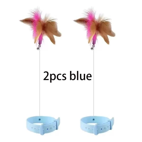 Drillelegetøj til kattehalsbånd, selvlegetøj til kedsomhed, velegnet til indekatte til motion 2pcs blue
