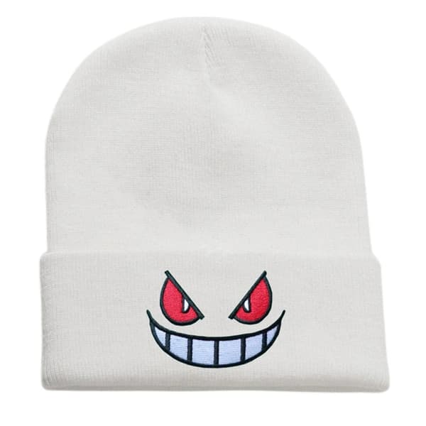 Broderad stickad mössa - populär anime tecknad design för höst/vinter värme pink