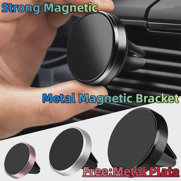 Magnetisk Biltelefonholder Luftventil Monteringsstativ GPS-understøttelse til iPhone 15 14 11 Xiaomi Huawei Samsung Silver