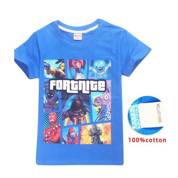 Fortnite T-shirt til børn 140-160 Blue 160 (Modell 8391)