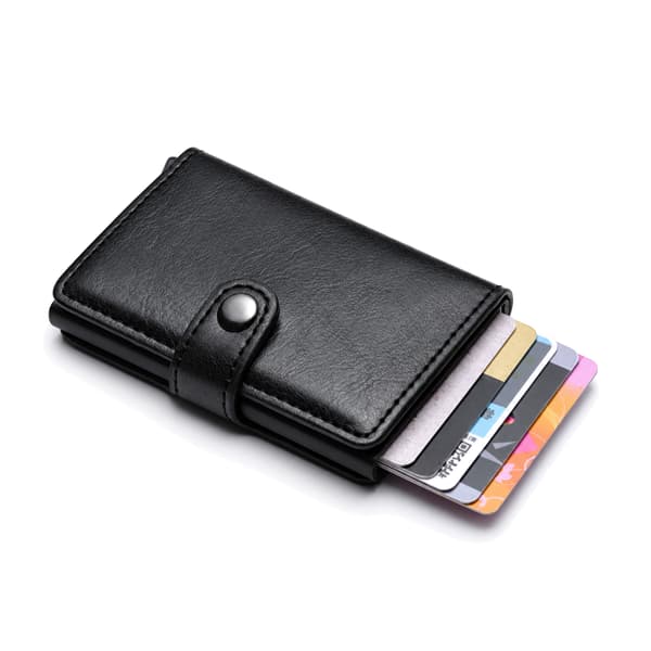 PopUp Smart card holder pushes forward 8 cards RFID-NFC Secure - Black