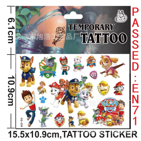 4 stPaw Patrol  tatoveringer  børnetatoveringer flerfarvet