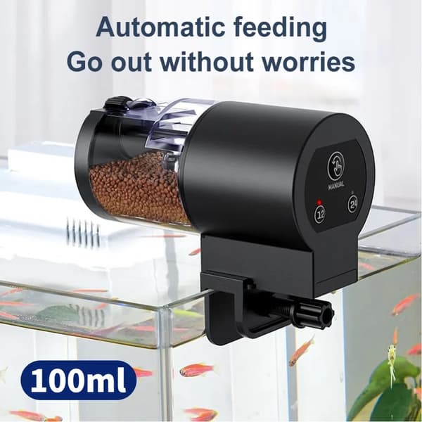 Automatisk fiskefoderautomat med timer IP66 vandtæt automatisk fisketankfoderautomat 100 ml kapacitet til fisk/skildpadder Base upgrade version