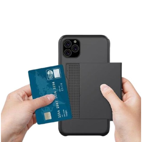 iPhone 11 Shockproof Cover with Card Compartment 5 Color Wallet Red Till iPhone 11 RÖD