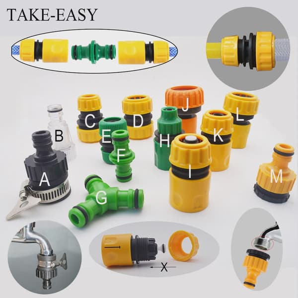 Havetilbehør Udendørs 3/4 Haveslangeadapter til bil Lynkobling Reparationsslangeforbindelse Haneforbindelse Rørfittings 1/2 Thread to Nipple(M)