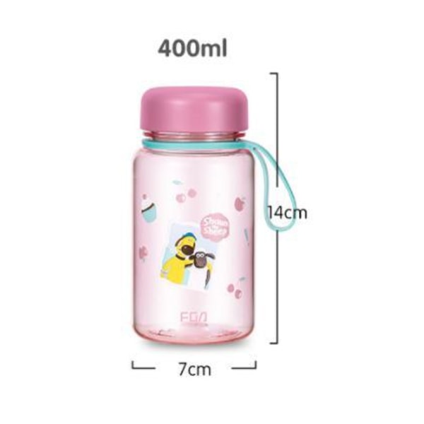 Fåret Shaun (Shaun the Sheep) Drikkeflaske vattenflaskar 400 ml Pink Rosa Model