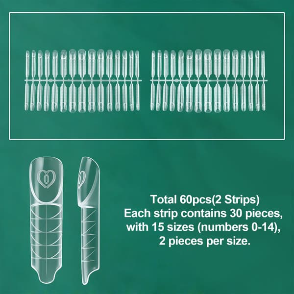 Nailpop Space Nail Dual Forms - 15 størrelser til polygel-extensions, genanvendelig Space-150pcs PP box