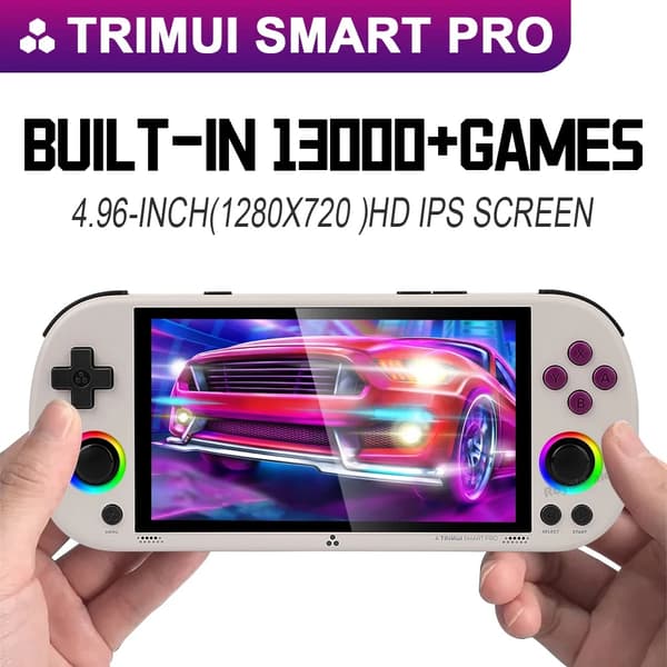 128G 256G Trimui Smart Pro Handheld Game Console 4,96''IPS-skärm Linux System Joystick RGB Lighting 64G White