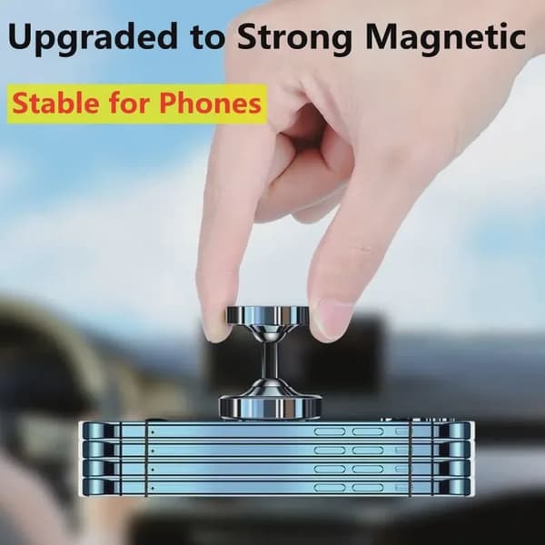 Magnetisk Bilholder Dashboardmonteringsstativ til iPhone Samsung Xiaomi 360 Rotate Silver
