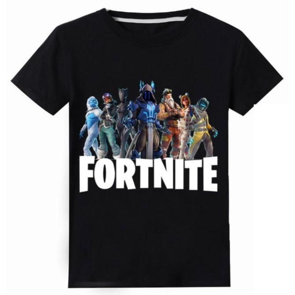 T-shirt med Fortnite print 4 størrelser størrelse 130-150 til børn Black Svart 140