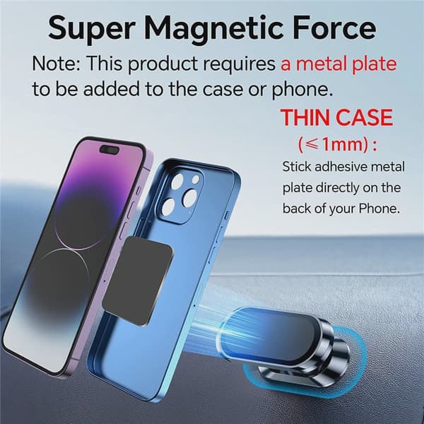 360° roterende magnetisk universal bilholder til iPhone Xiaomi Samsung mobilstativ Silver