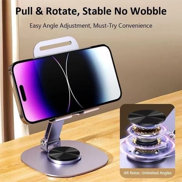 360° roterbar bærbar tablet- og telefonholder til iPad, iPhone 15, Xiaomi skrivebordsmontering gray 1pc