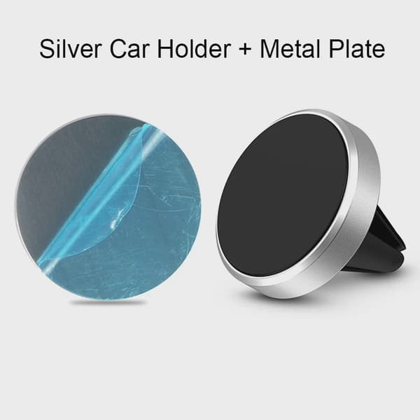 Magnetisk Biltelefonholder Luftventil Monteringsstativ GPS-understøttelse til iPhone 15 14 11 Xiaomi Huawei Samsung Silver