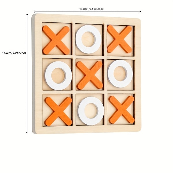 Tic Tac Toe-brädspel i massivt trä - perfekt för familjekul och trädgårdsunderhållning Blå