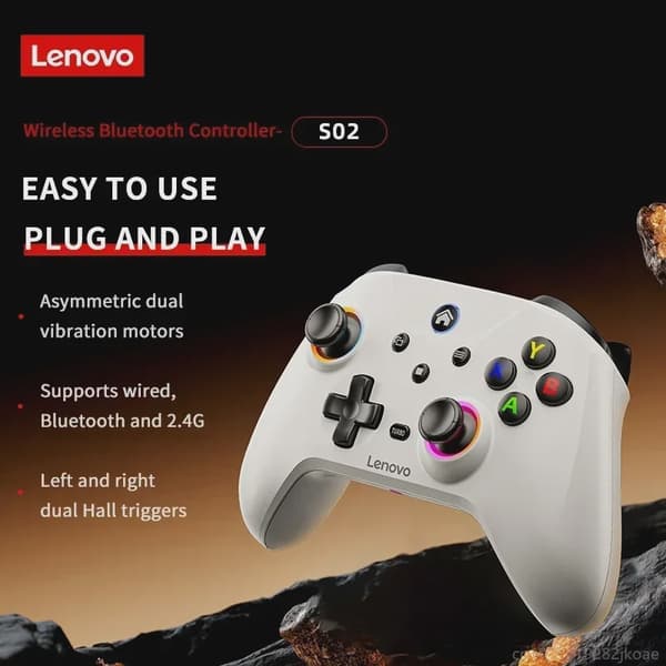 Ny Lenovo S02 trådløs controller Bluetooth-gamepad til Nintendo Switch, PC, Android TV, IOS PC-joysticks med seks akser og dobbelt vibration S02 Black and Bag