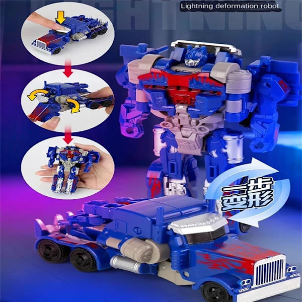 Et-trins deformation bilrobotlegetøj - transformerende actionfigur til børn, puslespilsmodel Red