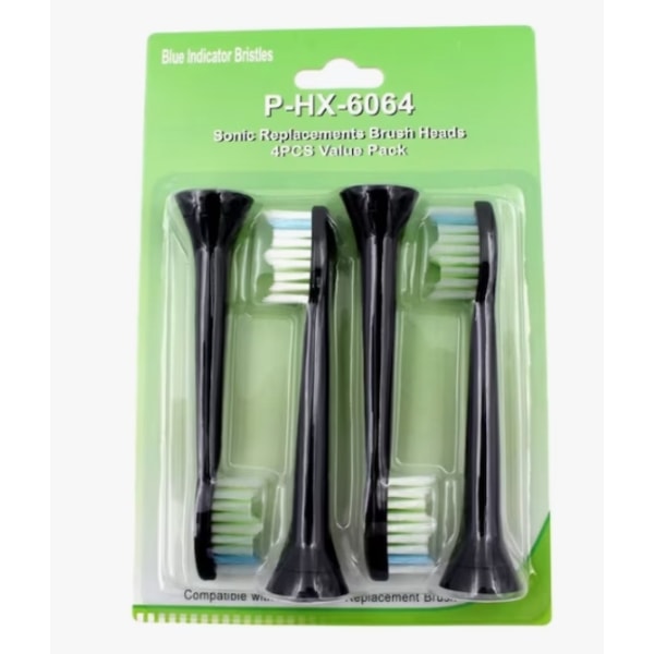 4st svart Philips-Sonicare kompatibla tandborsthuvuden