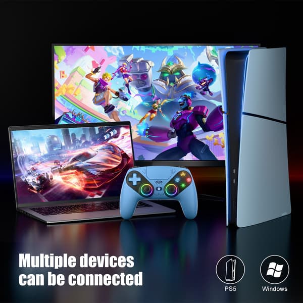 Trådløs controller til PS5/PS5 Pro/PS5 Slim/PC med Hall Joystick, dobbelt vibrations-gamepad, Turbo Dual Sense-programmering blue