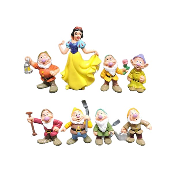 Snövit och de sju dvärgarna figurer prydnadsleksaker 8st  set