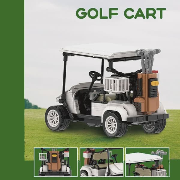 807 st byggstenar golfbilsmodell enkel att använda pullback-action simuleringsfordon modell för barn julklapp Golf cart With BOX