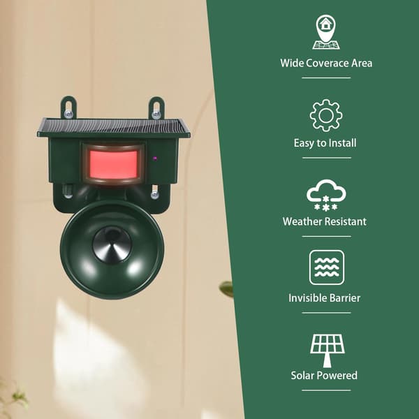 Solcellsdriven djuravskräckare med rörelsesensor och USB-laddning Green
