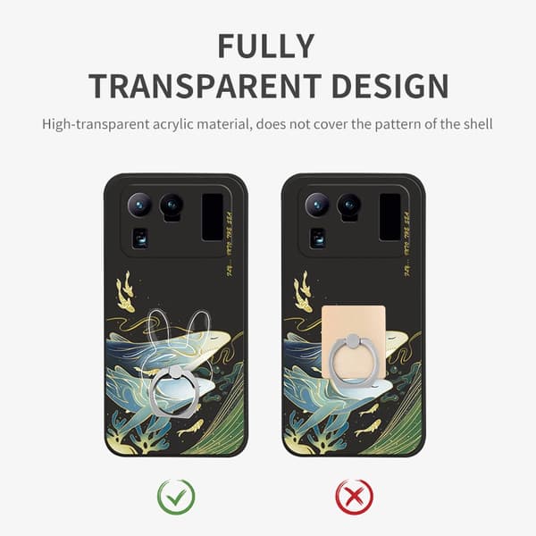 Transparent Fingerring Mobilhållare Stativ för iPhone X Samsung Smartphone Bilmontering Flower-2