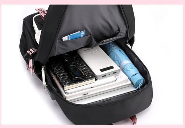 TIK-Tok Backpack waterproof school bag with USB Headphone jack Pink Pink Rosa