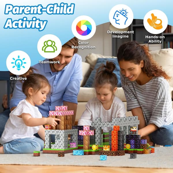 Magnetiske byggeklodser til børn 3+ | STEM Montessori Legetøj | DIY model magnetterninger random 100 pcs cube
