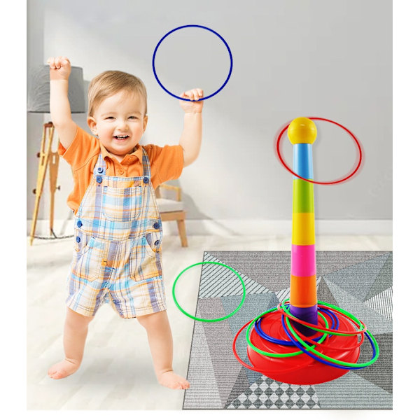 Børn Kast Circle Game Ferrule Stablet Legetøj Sjovt Indendørs Udendørs Forælder-Barn Interaktive Circle Layers Tidlig uddannelse gave 2xTower 30xRings