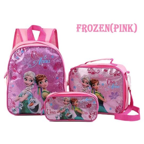 Pink Frozen Reppu koululaukku 3 Pack syntymäpäivälahja Pink