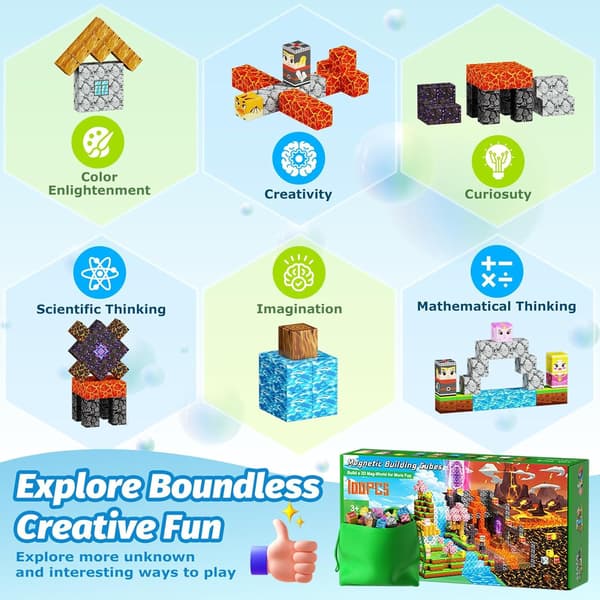 Magnetiske byggeklodser til børn 3+ | STEM Montessori Legetøj | DIY model magnetterninger random 20 pcs cube