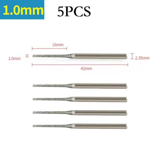 5-delade 0,8-2,5 mm diamantbelagda borrbitar 2,35 mm skaft glas jade bärnsten 5 pcs  1.2 mm