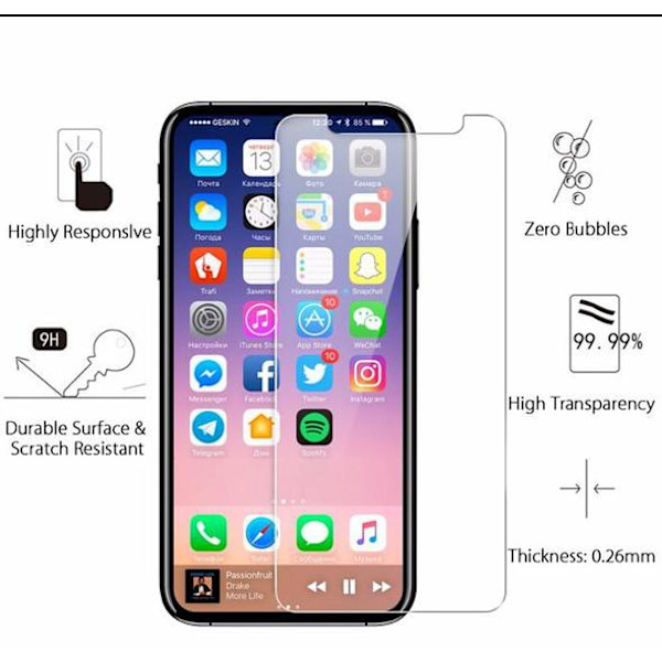 3-Pack Tempered Glass All iPhone X/XS/8 Plus/7 Plus/7/8 iPhone 7 eller 8