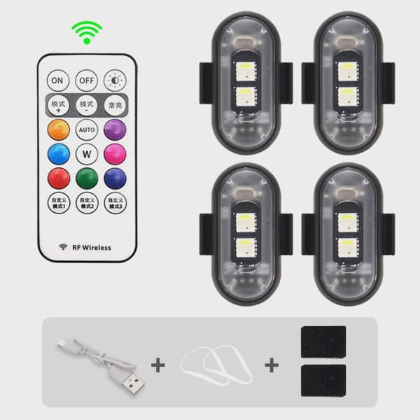 RGB LED-skootterin strobovalot langattomat pyörän vilkkuvalot sijainnin varoitustarvikkeet 2PCS