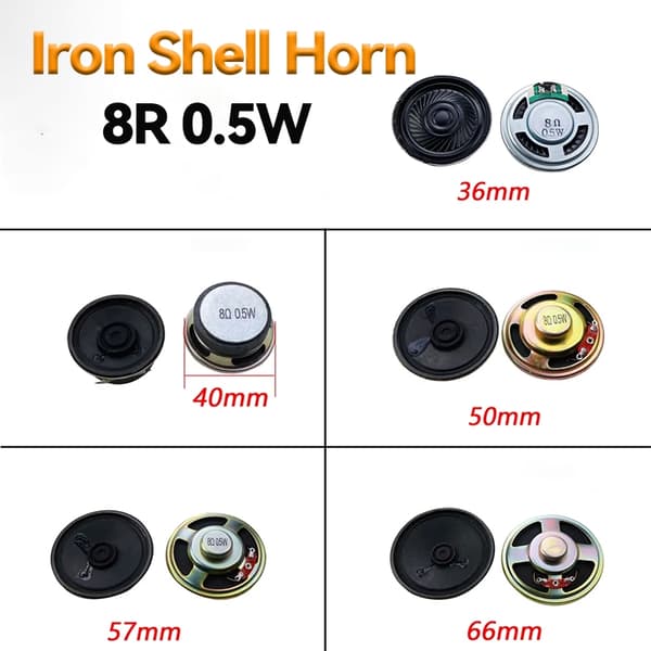 2 st 8R 0,5W högtalare i olika storlekar, 20 mm–66 mm diameter, för utbyte av ljudutrustning NO.2