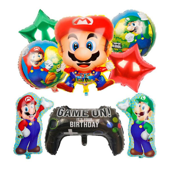 9 Pack Super Mario Aluminiumballong FOLIE BALLONG  Barnkalas