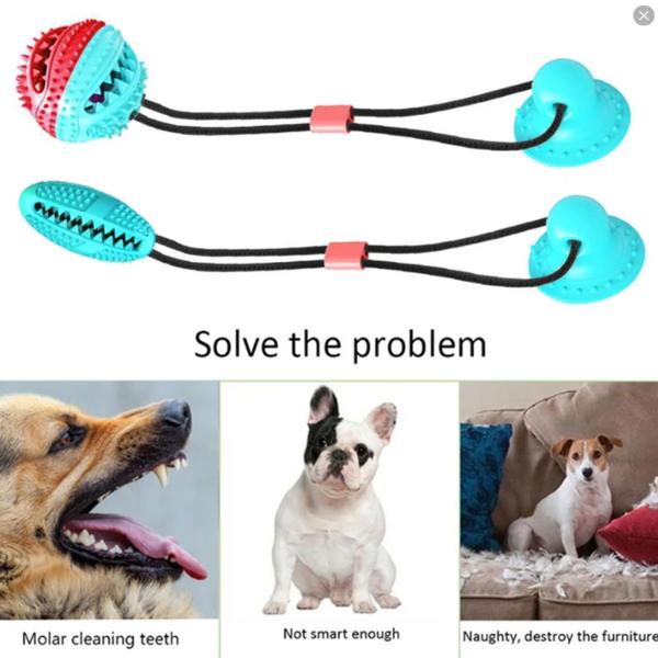 Multifunktionell hund katt säker elastisk rengöring tänder boll Blue Blue Model