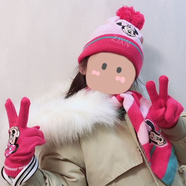 Minnie Mouse 3-delad vinterset: mössa, handskar, halsduk för barn - Kawaii julklapp 2 Size One Size