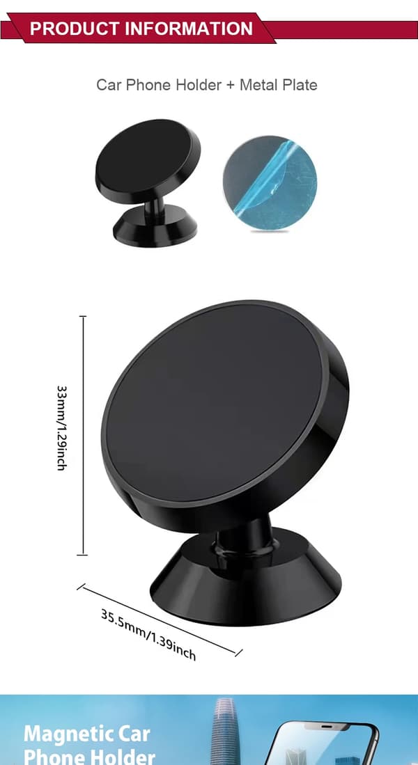 Universel magnetisk bilholder til iPhone Samsung mobil GPS-stativ Yellow