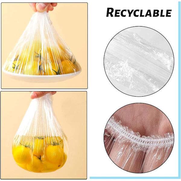 50 st fräscha förvaringspåsar, elastiska matskyddspåse med plastfolie
