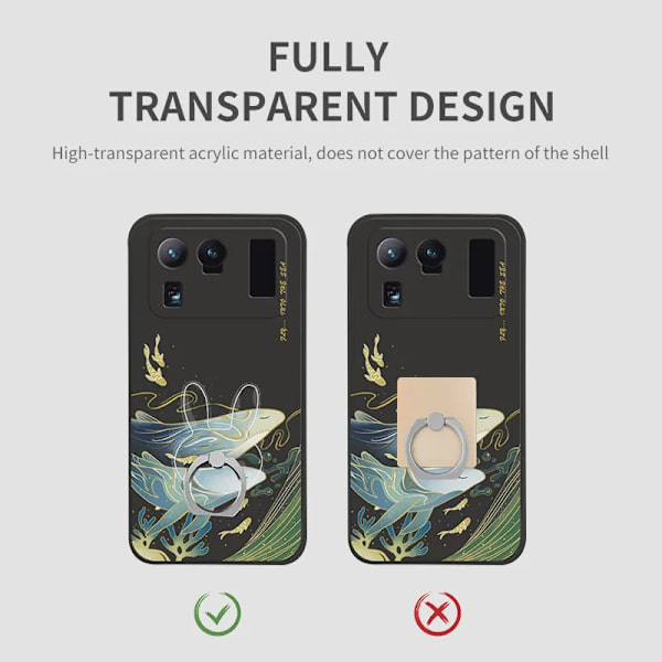 Universal Magnetisk Fingerring Telefonholder Stativ til iPhone 13 Max 8 Transparent Square
