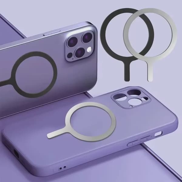 Magnetisk metalpladering i rustfrit stål til Magsafe trådløs oplader til bil og telefon Black-A 1Pcs