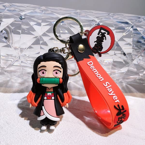 Demon Slayer nyckelring figurdocka - kreativt tecknat hängsmycke för väskor, bilar och presenter för barn E